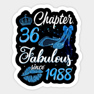 Womens Chapter 36 EST 1988 36 Years Old 36th Birthday Sticker